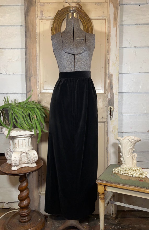 Vintage 1970s Black Velvet Pencil Maxi Skirt Fritzi of California Etsy Canada