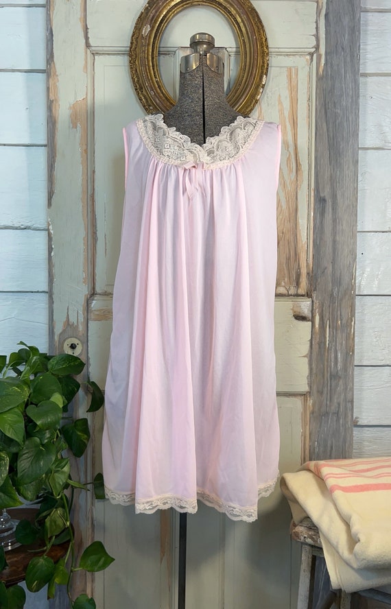 Vintage 1960s pink nylon mod babydoll nightie, Sir