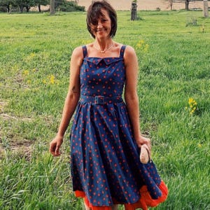 navy dress with red polka dots Review Womens Size 14 Sleeveless Dress Navy Blue / Polka Dot / Red (s) - Used As New
