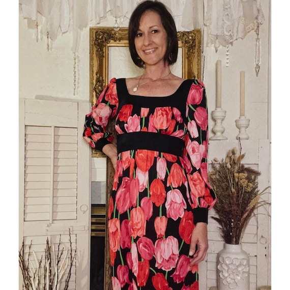 Vintage Olga tulip dress, 1970s hostess dress