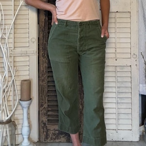 Vintage Vietnam War OG 107 Army Pants: High Waisted Military Fatigues