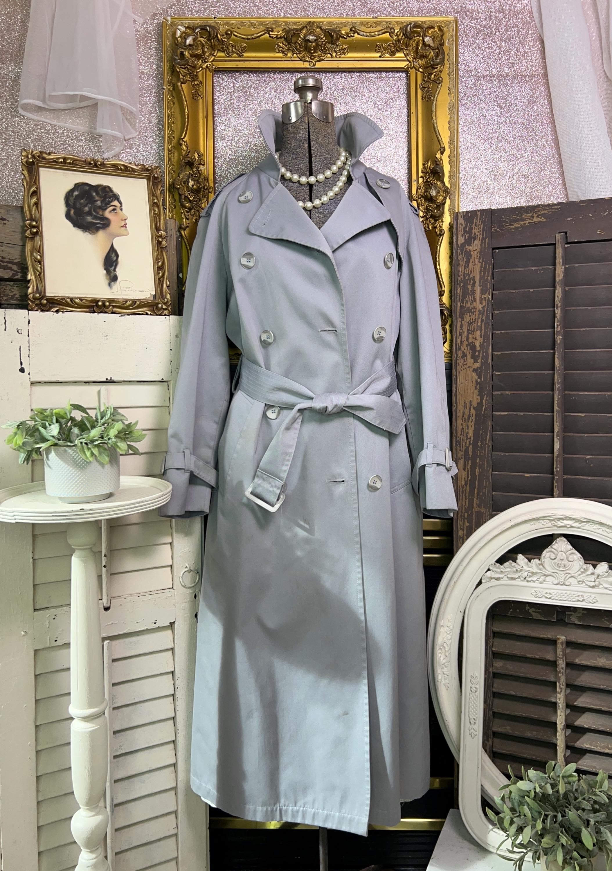 Vintage London Fog Gray Trench Coat, Rain Jacket