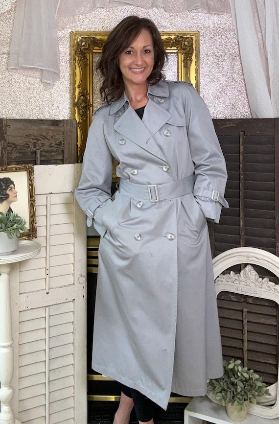 Vintage London Fog Gray Trench Coat, Rain Jacket, Lightweight Coat