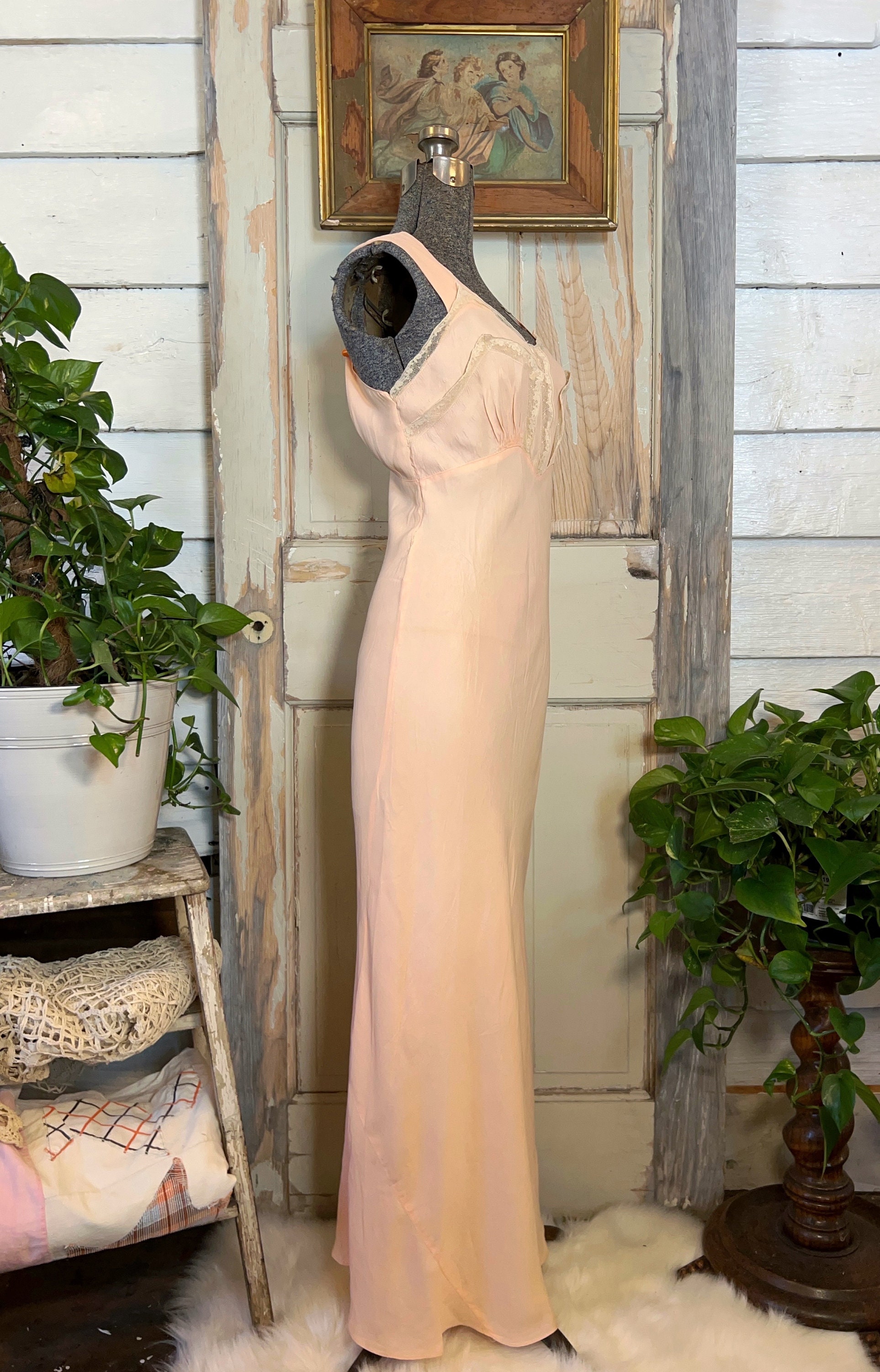 ワンピース 1930s Silk Crepe Lingerie Dress Size M~L 1930s Vintage Lace Silk Satin Slip Dress - Bias Cut Mini - Etsy