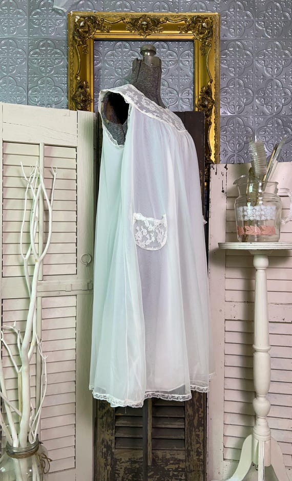 Vintage sheer white double chiffon babydoll night… - image 3