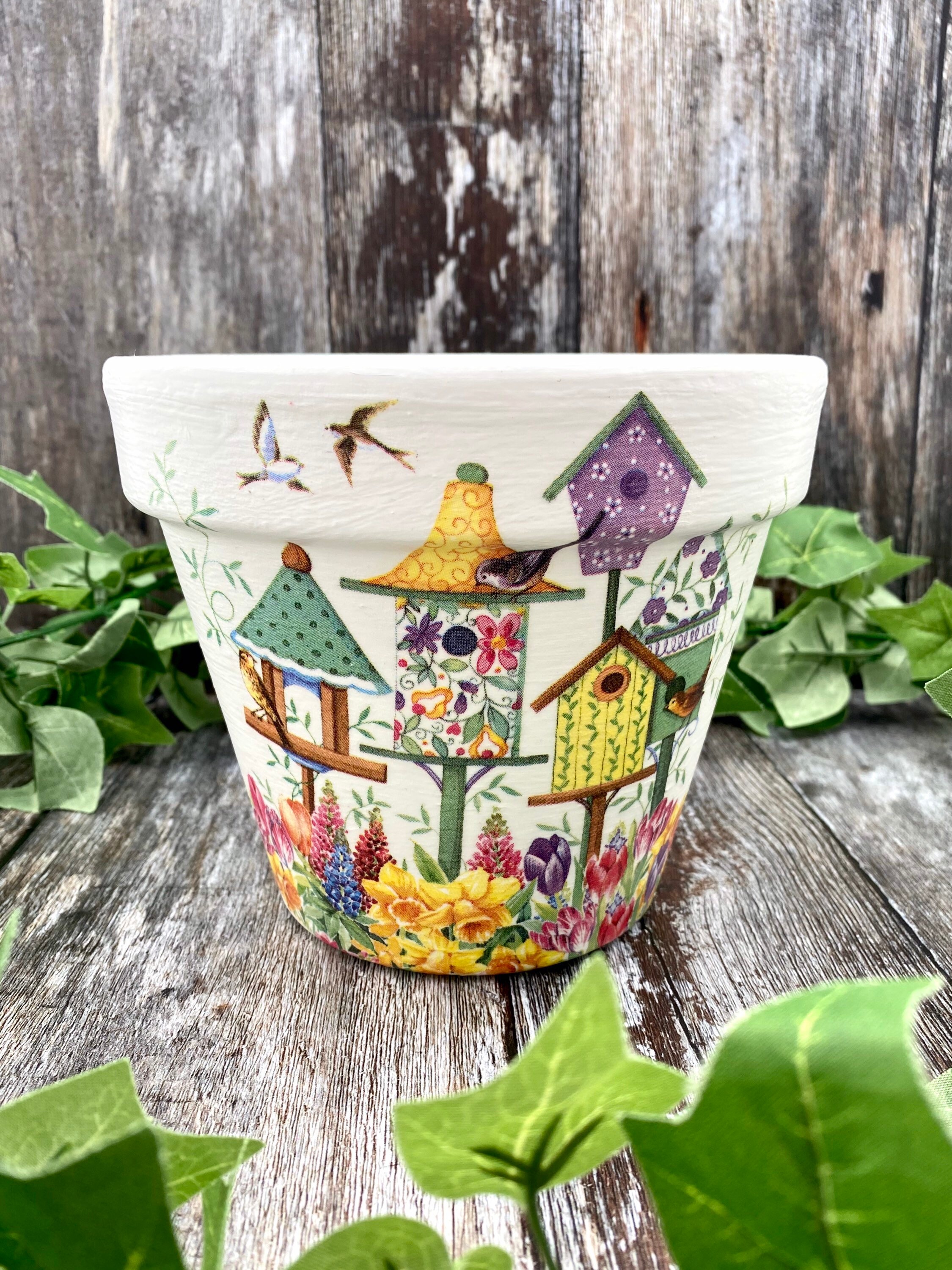 Bright Birdhouse Plant Pot Planter Etsy