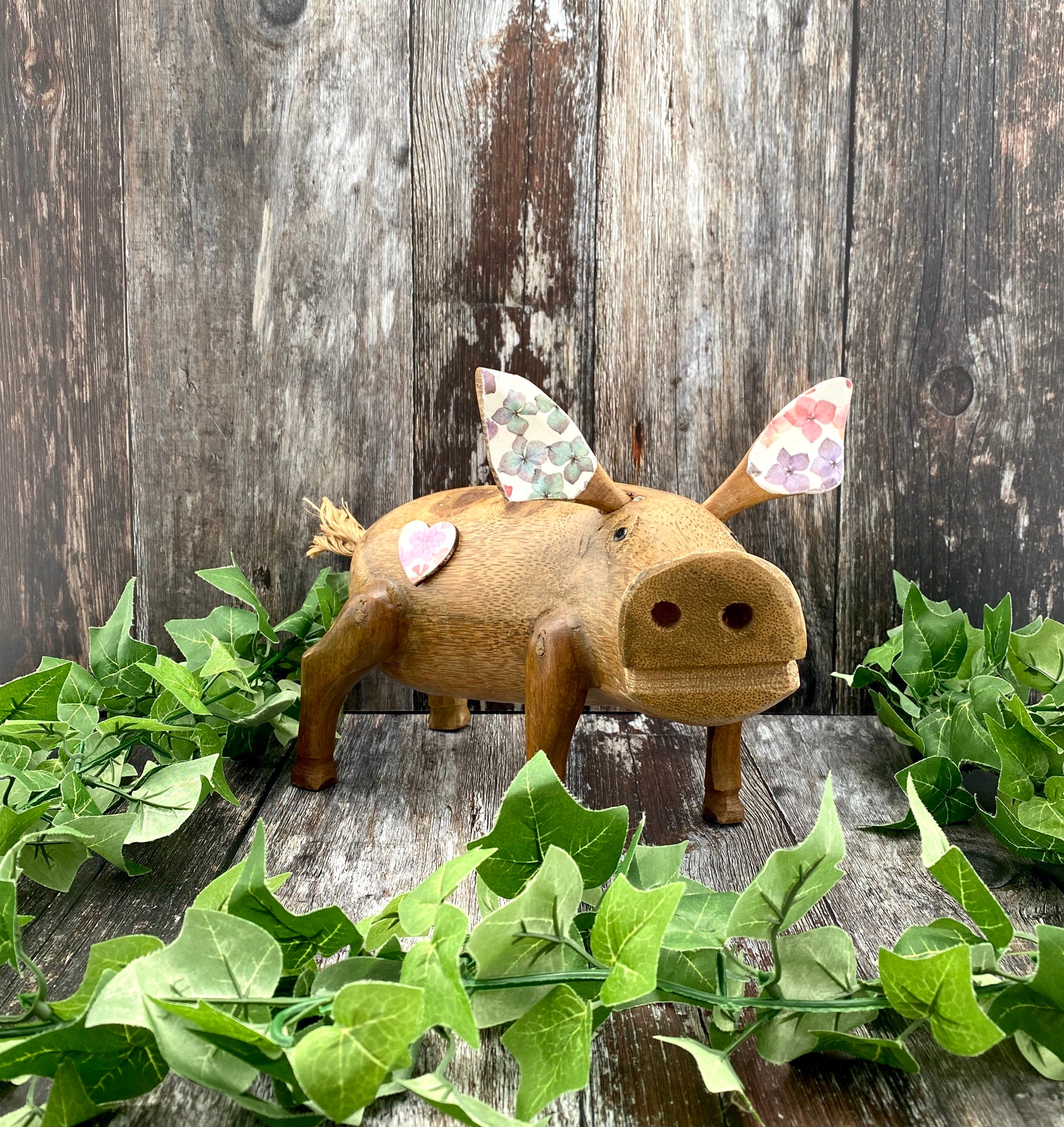 Large Pig Wooden Ornament Etsy