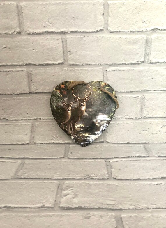 Rustic Deer Slate Wall Hanging