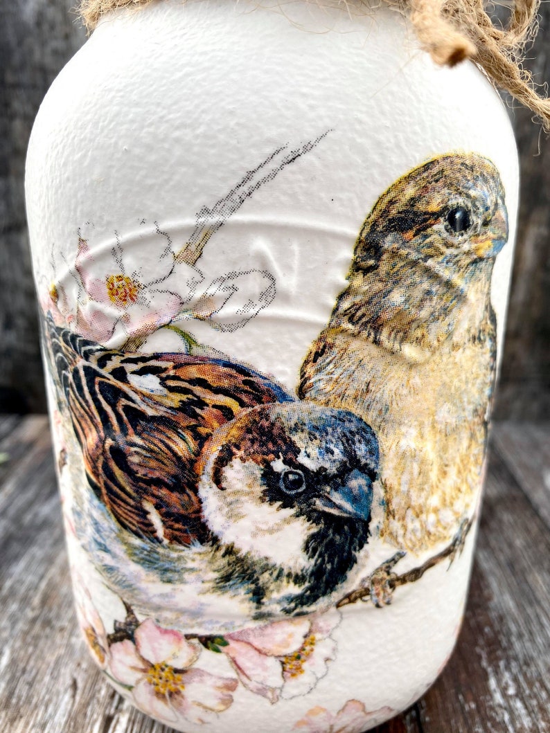 Unique Garden Bird Glass Mason Jar Etsy