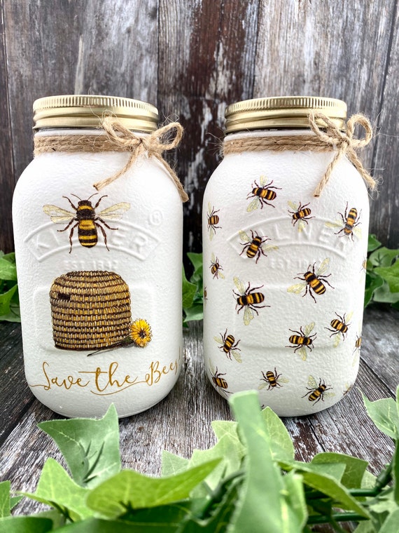 Bumblebee Tea Coffee Sugar Glass Jar