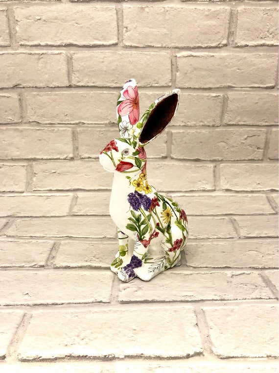 hare ornament, easter present, mantelpiece decor, white rabbit, easter bunny, white hare, easter gift, woodland decor, spring hare,mad march