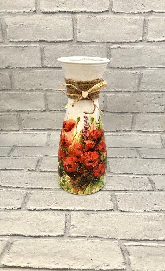 Long Poppy Rustic Kitchen Vase