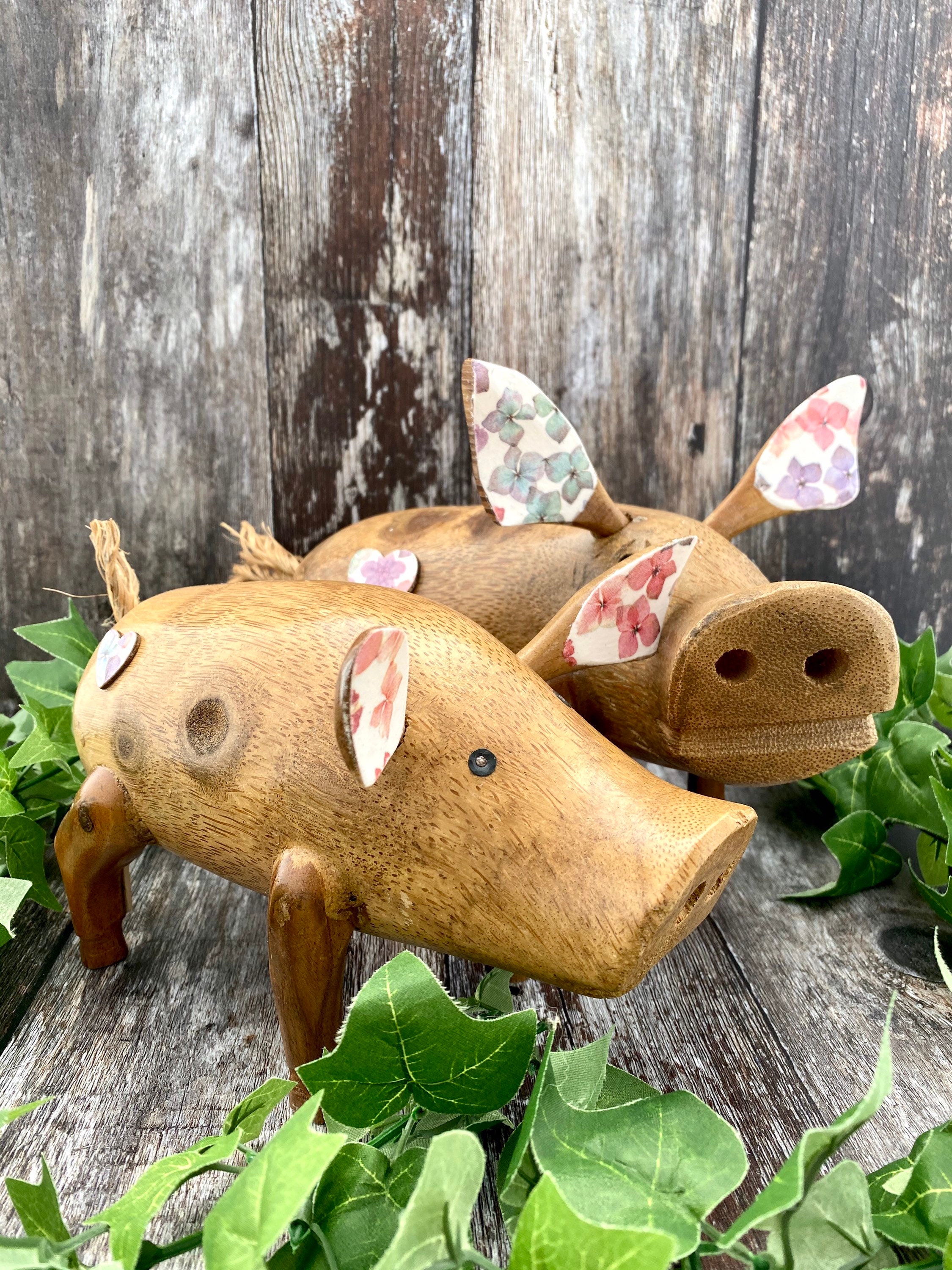 Large Pig Wooden Ornament Etsy