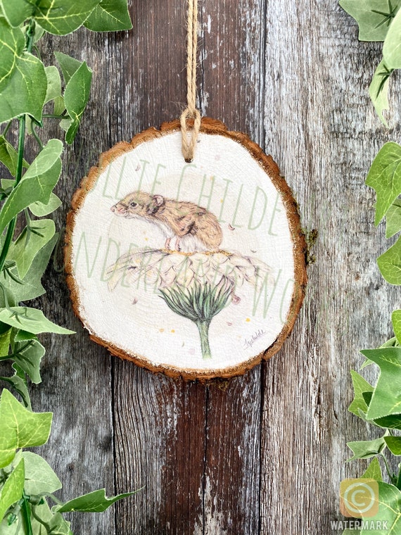 Mouse Natural Log Slice Wall Hanging