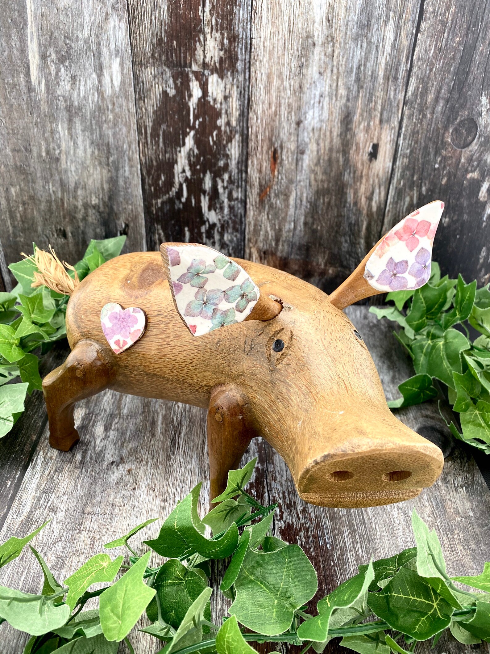 Large Pig Wooden Ornament Etsy