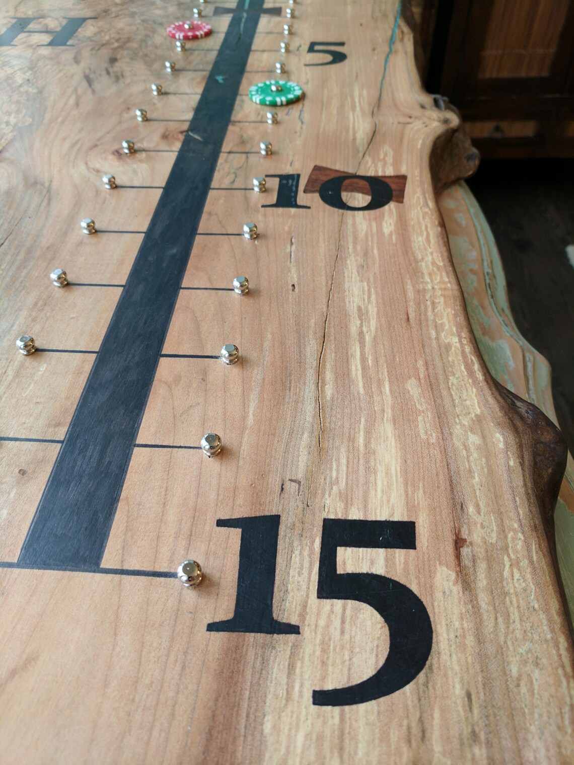 Scoreboard shuffleboard cornhole or bocce / Live Edge/ Custom Etsy