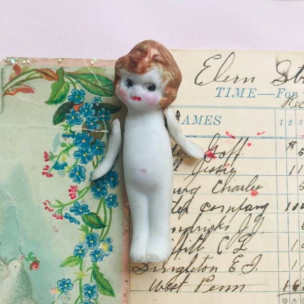 Miniature Bisque Doll, Jointed Arms, 1930s Collectible Doll by VintageStudioSupply