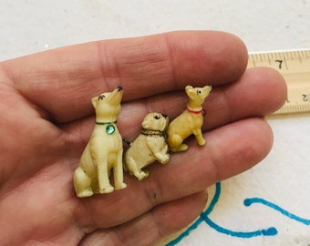 Cracker Jack Prize, Set of Three Celluloid Dogs, Collectible Toy, by VintageStudioSupply