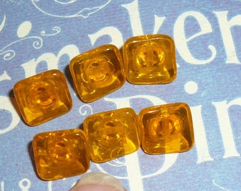 Square Glass Amber Buttons Czech Tiny Buttons Vintage Buttons by VintageStudioSupply