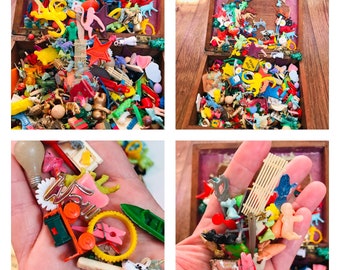 Miniature Toys, Dime Store Toys, Animals, Cracker Jacks, Game Pieces, Dolls, Plastic Toys  Set of 10 Pieces by VintageStudioSupply