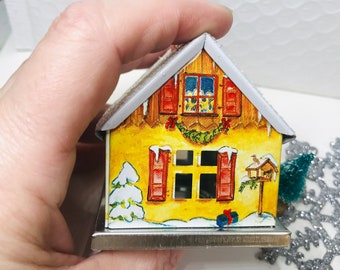 Tin Lithograph Miniature House, Christmas Decor, Santa House, Made in Germany by VintageStudioSupply