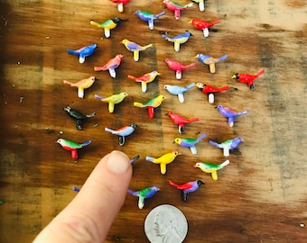 Miniature Hand Painted Songbirds - Fairy Garden Dollhouse Set of 5