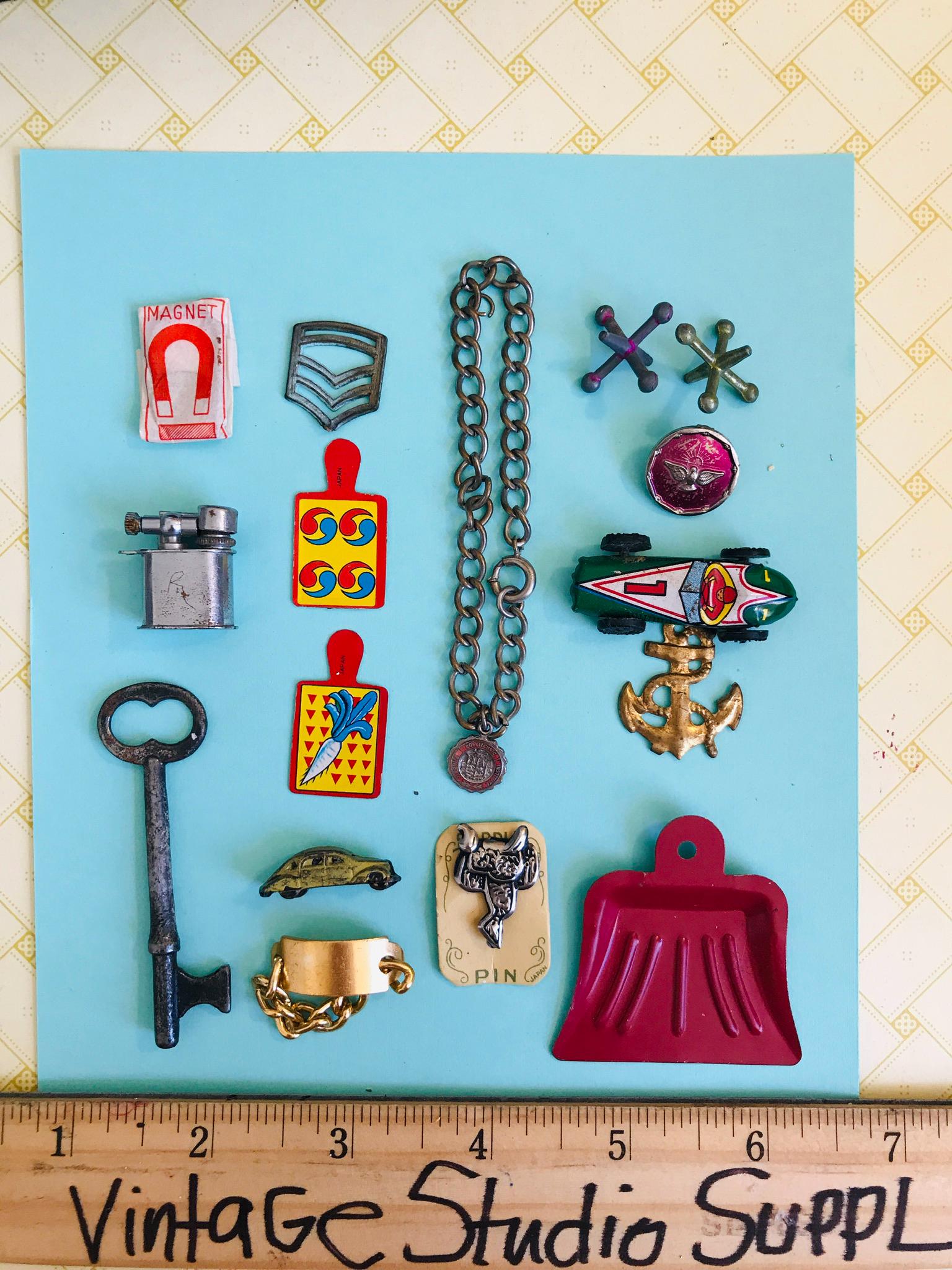 Vintage, Miniature Metal Toys, Box Lot, Repurpose Toys by VintageStudioSupply