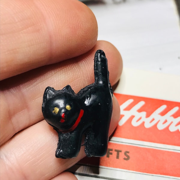 Black Cat , Celluloid, Tiny Cat, by VintageStudioSupply
