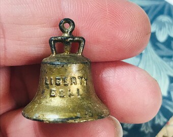 Cracker Jack Toy Prize, Metal Liberty Bell, Collectible Toy, Miniature Bell by VintageStudioSupply