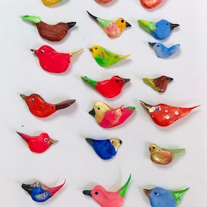 Hand Painted Miniature Birds: Fairy Garden Dollhouse Set