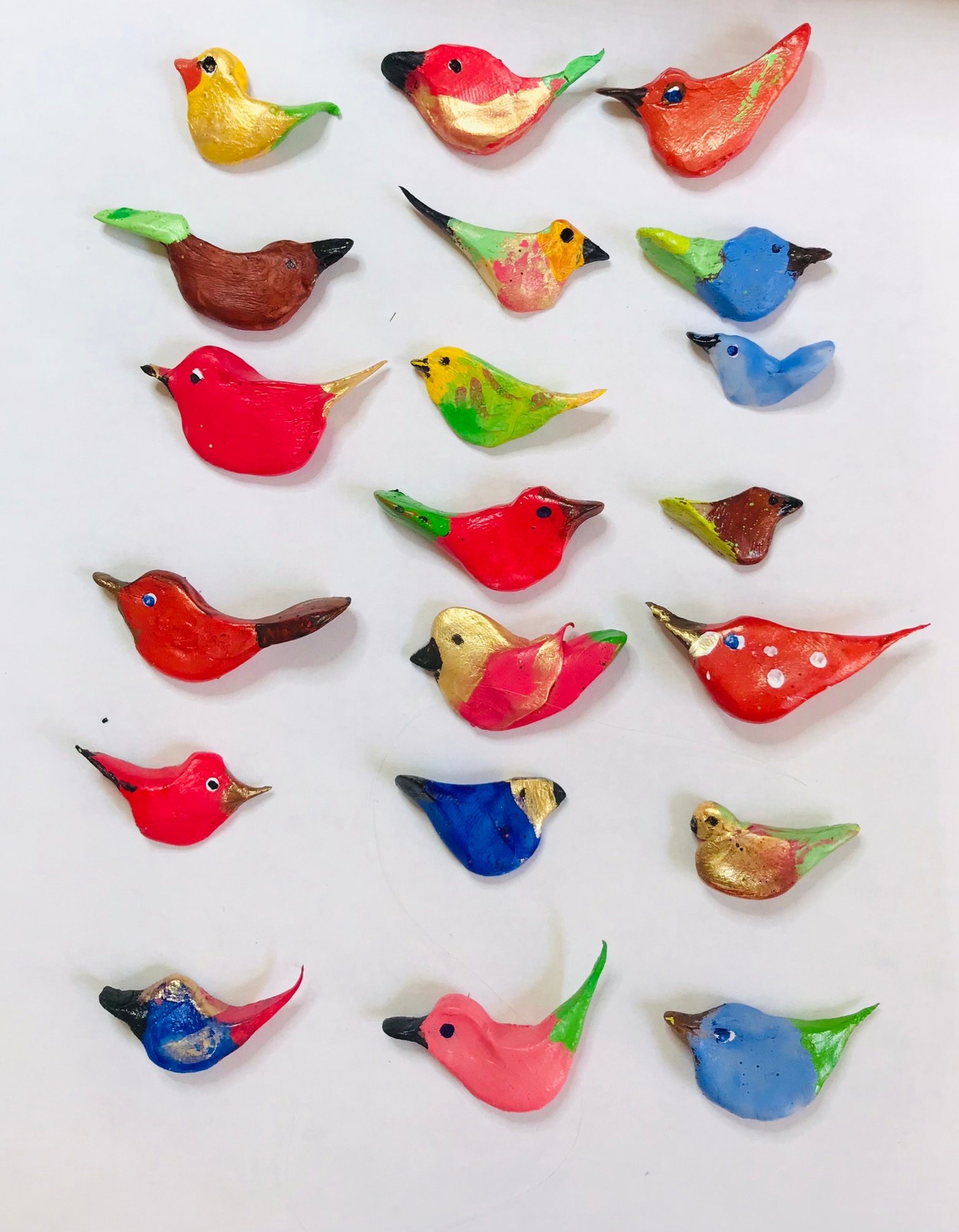 Hand Painted Miniature Birds: Fairy Garden Dollhouse Set