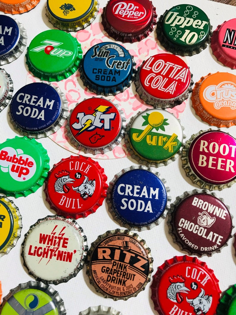 Soda Pop Caps Set of Forty Craft Supplies Bottle Cap Etsy