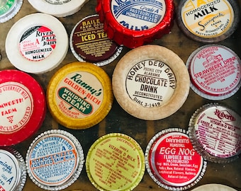 Vintage Milk Bottle Caps, Set of 30 Caps, Old New Stock, by VintageStudioSupply