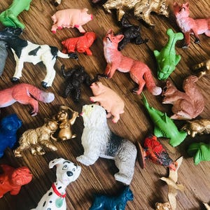 Vintage, Miniature, Toys, Old New Stock, 8 pieces, Animals, Craft Projects by VintageStudioSupply