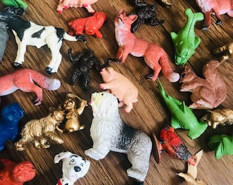 Vintage, Miniature, Toys, Old New Stock, 8 pieces, Animals, Craft Projects by VintageStudioSupply