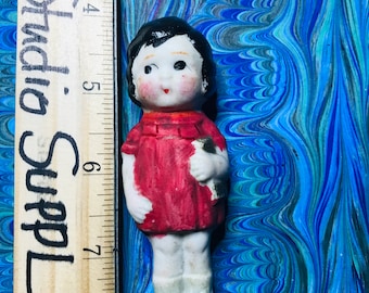 Vintage Doll, Penny Bisque Doll, Made in Japan, Little Girl Holdinga Book, Collectible Toy by VintageStudioSupply