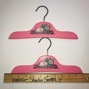 Perchas vintage de gatito rosa - Decoración infantil - Juego de dos