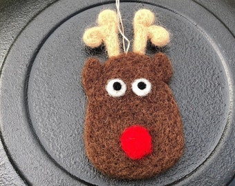 Needle Felted Reindeer Ornament, Needle Felted Reindeer Decoration, Needle Felted Reindeer