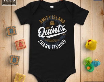 Quint's Shark Fishing Baby Onesie: 70s Shark Film Fan Art