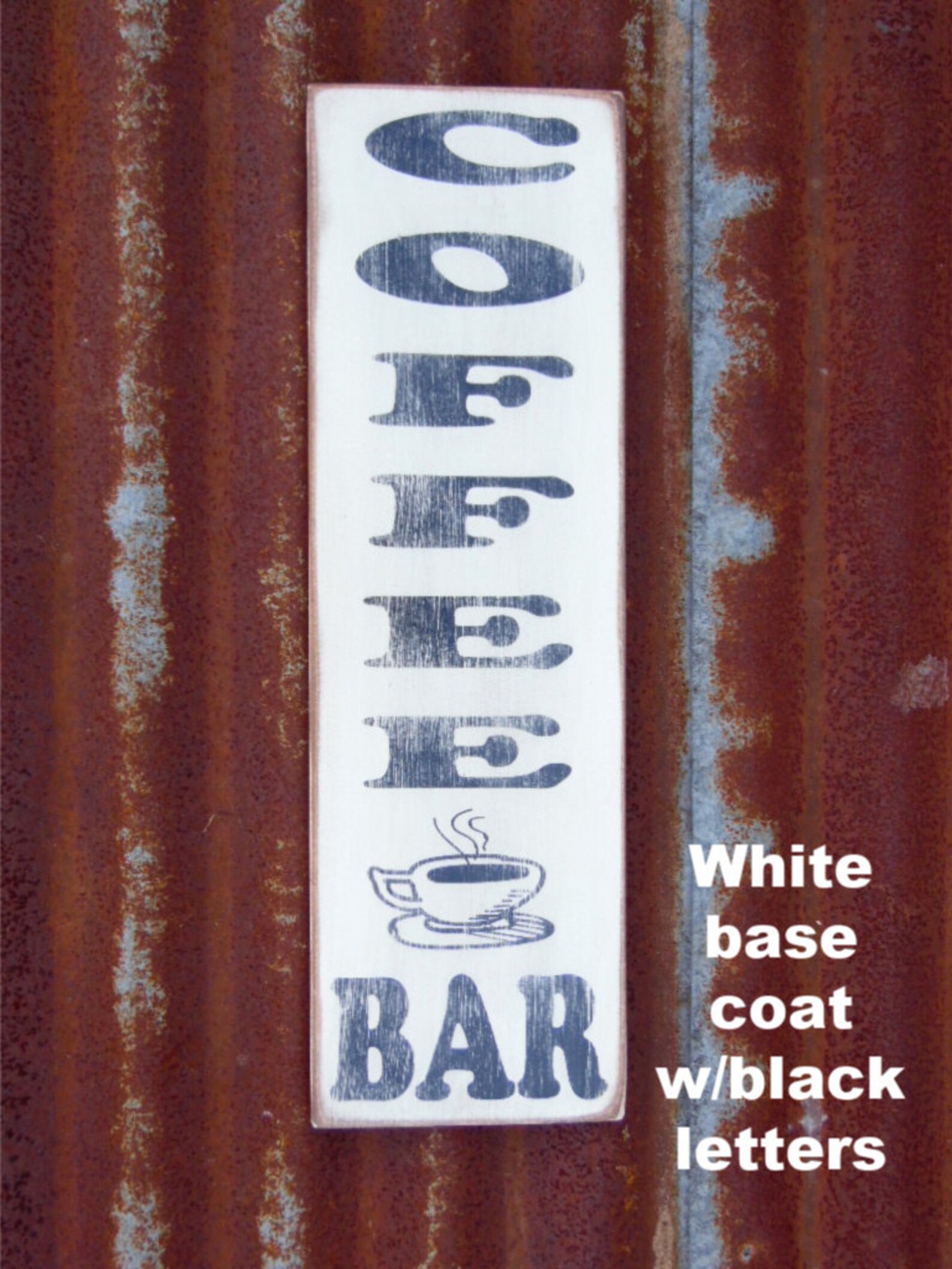 Coffee Bar Sign Vertical Coffee Bar Signs Primitive Sign Old Etsy