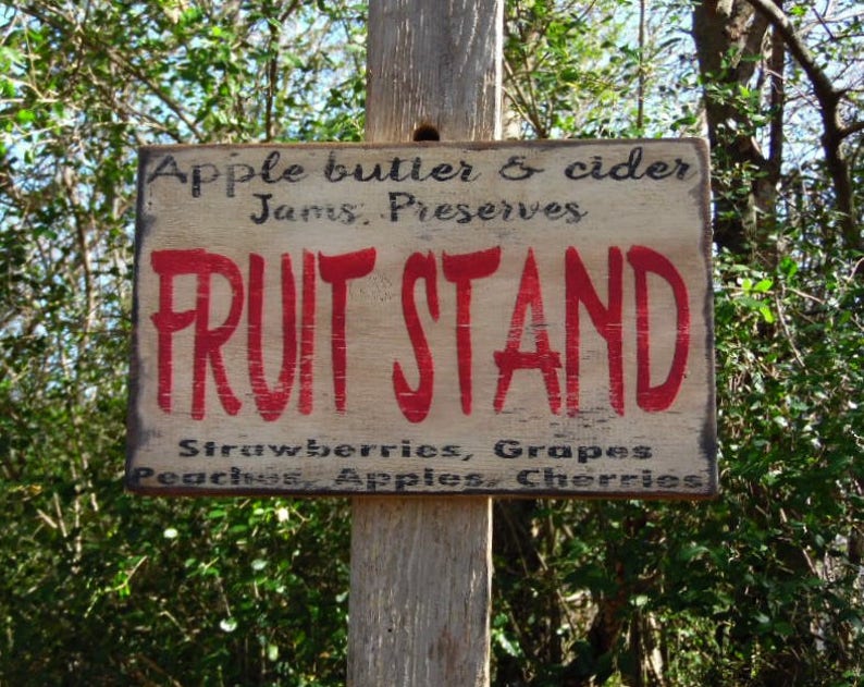 Fruit Stand primitive sign vintage Fruit Stand Kitchen sign Etsy