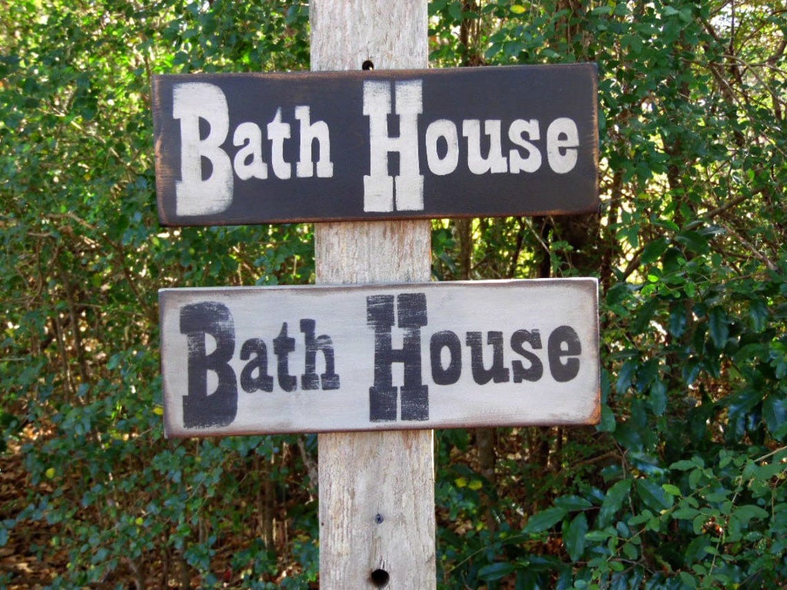 Bath House Sign Primitive Bath House Wood Sign Hand Painted Etsy