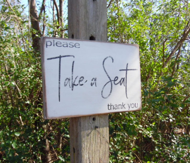 Please Take A Seat Thank You Sign Primitive signs Take a Seat Etsy