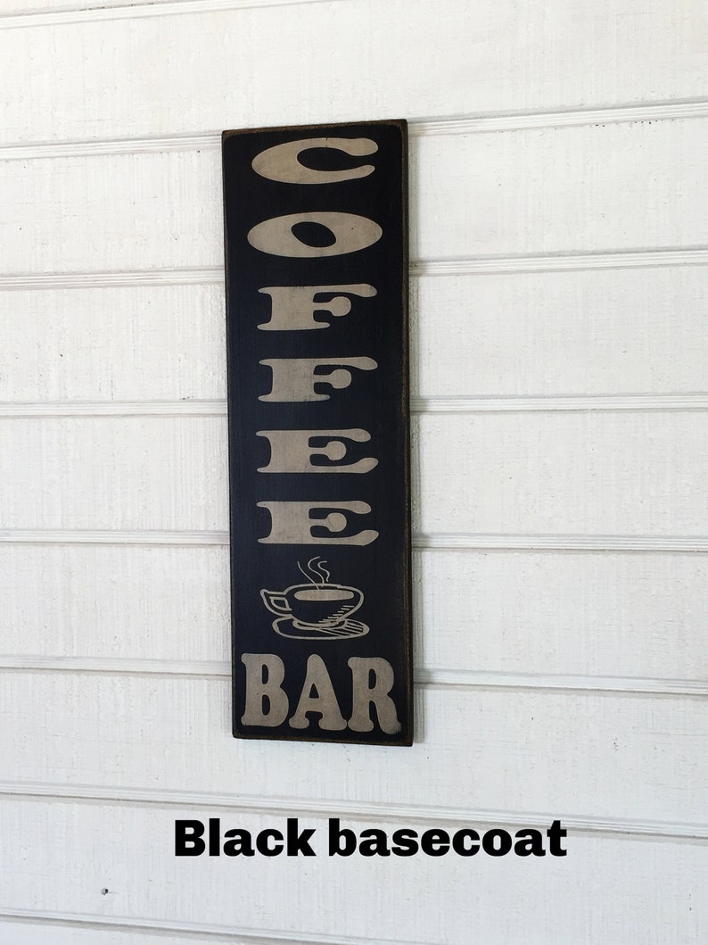 Coffee Bar Sign Vertical Coffee Bar Signs Primitive Sign Old Etsy