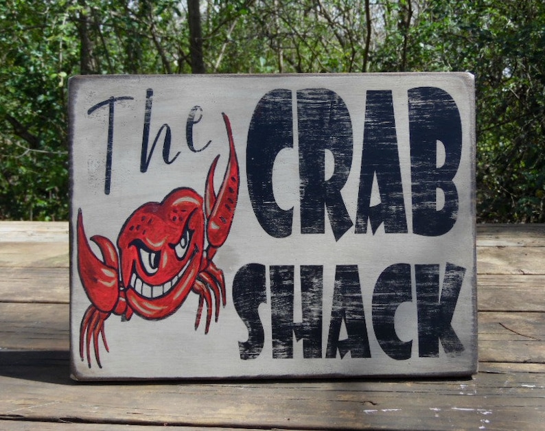 The Crab Shack Primitive Sign Distressed Crab Sign Antiqued | Etsy