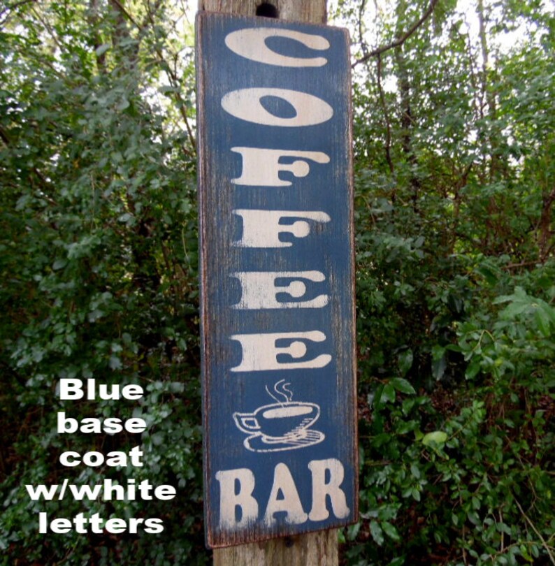Coffee Bar Sign Vertical Coffee Bar Signs Primitive Sign Old Etsy