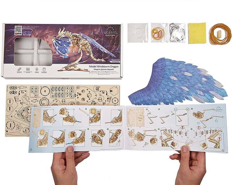 Ugears Windstorm Dragon 3D Wooden Puzzle Conjunto de Etsy