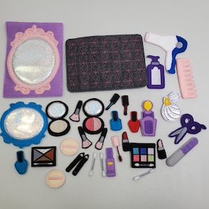 Felt Makeup Set, Makeup Busy Book, Makeup Busy Bag, Pretend Makeup, Busy Book Page, Pretend Play, Felt Puppets,  Busy Book Bag, Quiet Time