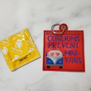 Condoms Case, Condoms Prevent Minivans, Condoms Funny, Birth Control Holder, Dirty Gift For Her, Funny Gift For Him, Bachelor Party Favors
