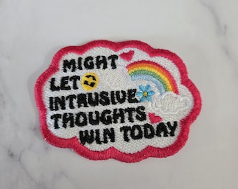 Snarky Embroidered Patch: "Intrusive Thoughts" Iron-On Applique